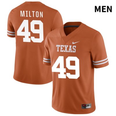 Texas Longhorns Men's #49 Thatcher Milton Authentic Orange NIL 2022 College Football Jersey JKN71P0D